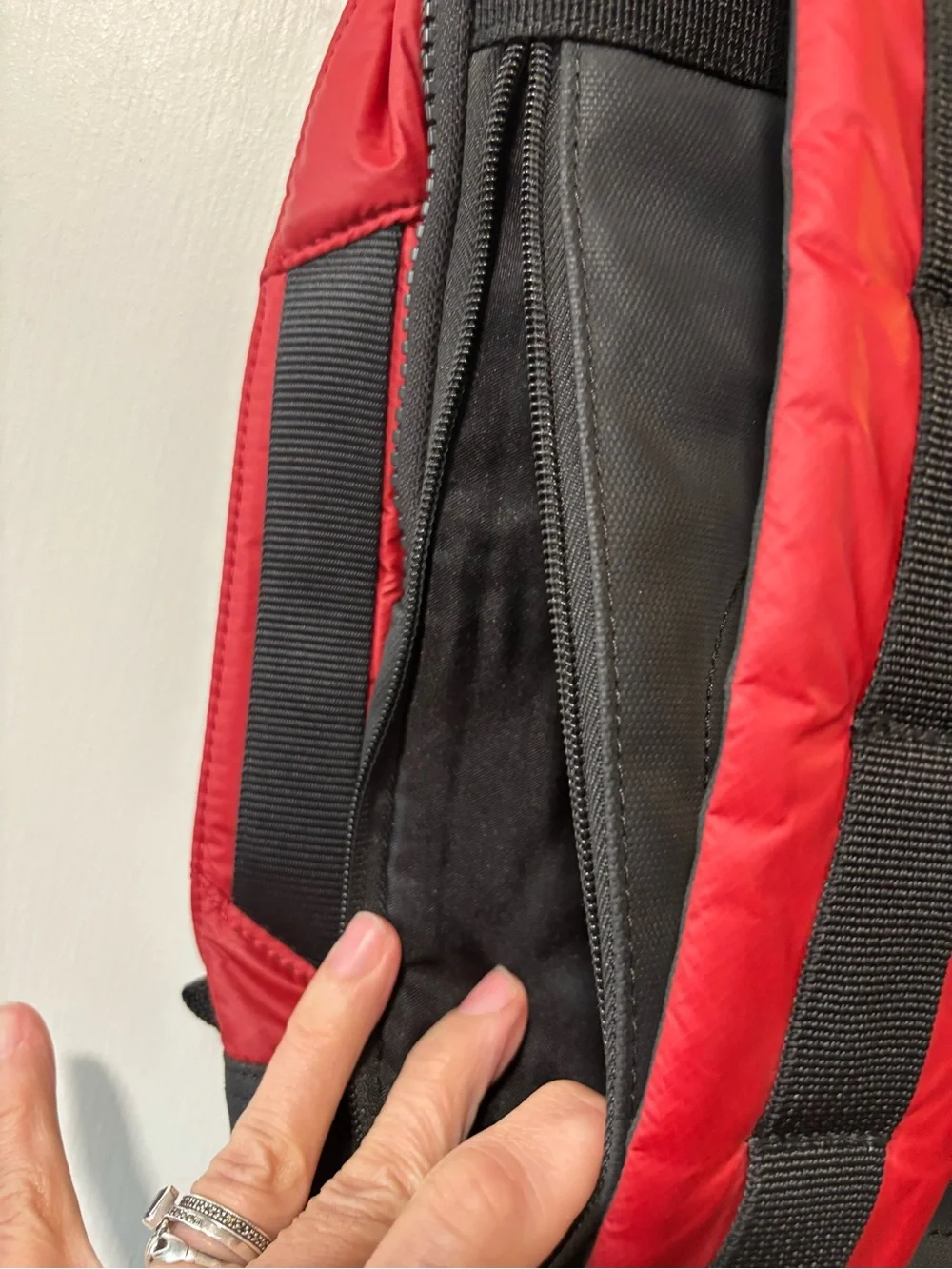 Hedgren Red Nylon Backpack Laptop Travel Bag Unisex